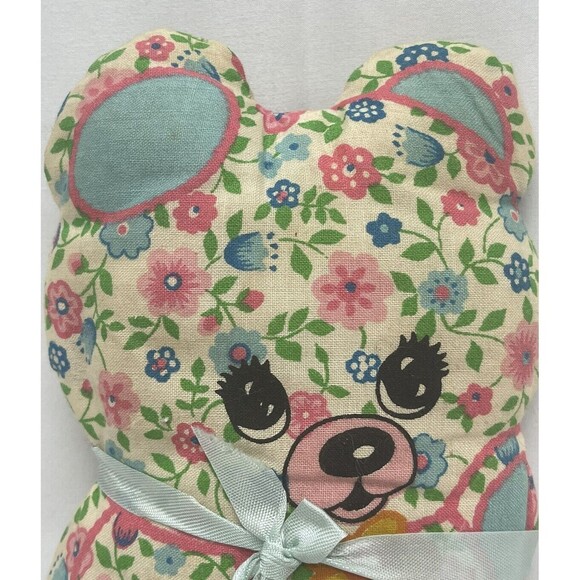 Vintage Fabric Bear pillow home made from pattern Plush Stuffed Animal Toy 7” - Picture 2 of 10